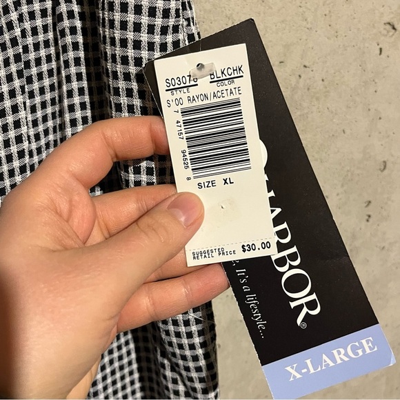 Sag Harbor NWT Pull On Pants Size XL Black Check Straight Leg Elastic Waist - Picture 4 of 9